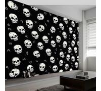 Carta da parati panoramica 3D Graffiti Piccoli Teschio, carta da parati murale Stile Dark per soggiorno camera da letto cameretta - Decorazione murale fotografica 300L x 210A cm