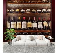 Carta da Parati Panoramica 400x280 cm Mobiletto Artistico Per Vini Fotomurale Dimensioni Personalizzate per Soggiorno, Camera dei Bambini Decorazione Marrone Murali in Tessuto Non Tessuto