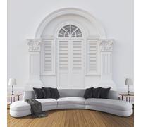 Carta da Parati Panoramica Architettura Città Vecchia Singapore 150x105cm Fotomurali Persiane Intagliato Poster Gigante Decorazione da Parete per Soggiorno Camera Camera dei Bambini, Bianco Avorio