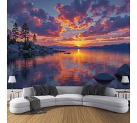 Carta da Parati Panoramica Bellezza Naturale 150x105cm Fotomurali in Seta Tramonto Sul Lago XXL Poster Gigante Decorazione da Parete per Soggiorno Camera Camera dei Bambini, Colore Arancione