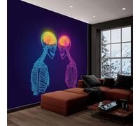 Carta da parati panoramica colorato neon teschio, foto murale moderna 200L x 140A cm - Carta da parati decorazione casa arte astratta per soggiorno camera dei bambini ufficio