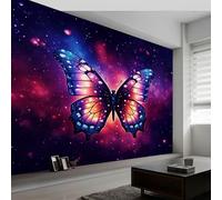 Carta da Parati Panoramica Farfalla Galassia dei Sogni, Carta da Parati Poster Da Parete Gigante Cielo Stellato Viola, Decorazione Moderna Personalizzata per Soggiorno Camera dei Bambini Ristorante