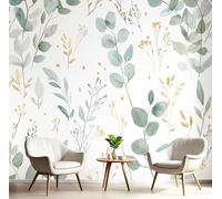 Carta da Parati Panoramica Foglie Di Eucalipto, Carta da Parati Seta Poster Murale Squisiti Lussuosi, 150 x 105cm (L×H) Grigio-Verde Poster Quadri Fotografici Murali Per Camera Soggiorno