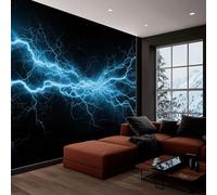 Carta da parati panoramica fotografia fulmine strisce, foto murale moderna 200L x 140A cm - Carta da parati decorazione casa arte astratta per soggiorno camera dei bambini ufficio