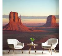 Carta da Parati Panoramica Fotografia Naturalistica 3D di Seta, 400Lx280A cm, Monument Valley Grandi Murali Rosso arancione, per Soggiorno, Camera da Letto Studio Camera dei Bambini Decorazione