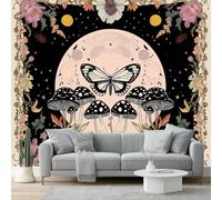 Carta da parati panoramica Fungo Farfalla Luna Fiori 3d 350 x 256 cm - Carta da parati Stile Retrò - grandi murali poster per soggiorno, camera da letto, adulto e studio