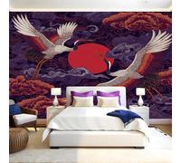 Carta da Parati Panoramica Gru giapponese dalla corona rossa volante Foto Wallpaper Poster Gigante Design 300 x 210 cm Murale Decor della Parete Soggiorno Camera da Letto Carta da Parati Muro