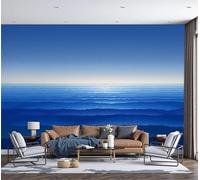 Carta Da Parati Panoramica Il Mare E Il Cielo Si Fondono In Un Unico Colore 350x256cm, Seta Murale Fotomurale Paesaggio Minimalista, Fotomurale Da Muro per Soggiorno Corridoio Ufficio