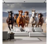 Carta da parati panoramica in seta 3D Realismo Animale, Marrone Il Cavallo Sta Correndo Poster murale, Per soggiorno Camera da letto Sala da pranzo Murale