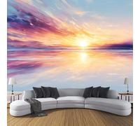 Carta Da Parati Panoramica in Seta Tramonto Sull'Oceano, Carta Da Parati Paesaggio Sognante Realistico, Decorazione Da Muro Poster per Soggiorno Camera Da Letto Ristorante 150x105cm, Multicolore