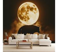 Carta Da Parati Panoramica Lupo 3D TNT, 200 x 140 Cm - Carta Da Parati Ombra lupo lunare - Animale Grandi Murali Poster Per Soggiorno,Camera Da Letto,Adulto E Studio