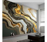 Carta da parati panoramica lusso nero e oro marmo, foto murale moderna 400L x 280A cm - Carta da parati decorazione casa astratto arte per soggiorno camera dei bambini ufficio