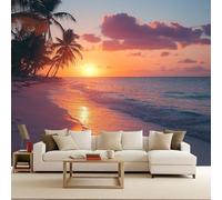 Carta Da Parati Panoramica Mare Blu Spiaggia 3D TNT, 200 x 140 Cm - Carta Da Parati Paesaggio - Vista sul mare Grandi Murali Poster Per Soggiorno,Camera Da Letto,Adulto E Studio