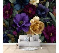 Carta da Parati Panoramica Misterioso Floreale Rosa 400x280 cm Carta da Parati Murale Non Tessuto Poster Gigante, per Camera da Letto Soggiorno TV Sfondo Parete Murali