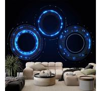 Carta da parati panoramica moderno blu alone, carta da parati futurismo 300L x 210A cm per camera da letto soggiorno sala da pranzo - Decorazione murale moderna sfondo