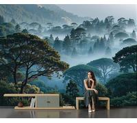 Carta Da Parati Panoramica Non Tessuta, Una Versione Su Misura, 450 X 315 Cm, Foreste E Montagne Fitte Naturalismo, Per Soggiorno Camera Ristorante Camera Bambini E Decorazione Da Parete