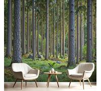 Carta Da Parati Panoramica Paesaggio Naturale 300L × 210A cm Carta Da Parati Fotografica In Seta 3D Foresta Di Pini Alti Poster Gigante Murale