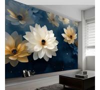 Carta da parati panoramica piante fiori cielo stellato, foto murale moderna 250L x 175A cm - Carta da parati decorazione casa arte sognante per soggiorno camera dei bambini ufficio