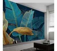 Carta da parati panoramica piante foglie di banano strisce, foto murale moderna 250L x 175A cm - Carta da parati decorazione casa arte astratta per soggiorno camera dei bambini ufficio