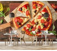 Carta da Parati Panoramica Pizza al pomodoro, 400x280cm Carta da Parati Murale Poster Gigante, per Soggiorno Camera da Letto TV Sfondo Decora Parete Murali