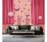 Carta da parati panoramica principessa 350L x 256A cm, murale decorazione soggiorno rosa stivali da cowboy geometria - Carta da parati design moderno per camera camera dei bambini decorazione murale