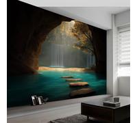 Carta da parati panoramica stile fantasy 300L x 210A cm, murale decorazione soggiorno grotte foresta cascate - Carta da parati design moderno per camera camera dei bambini decorazione murale