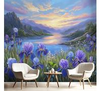 Carta da parati panoramica Stile Montagna dell'iride 3d seta,450x356cm - Illustrazioni di paesaggi - Viola grandi murali poster per soggiorno,camera da letto,adulto e studio