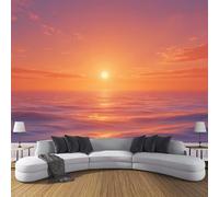Carta Da Parati Panoramica Stile Realistico 400L × 280A cm Carta Da Parati Fotografica In Seta 3D Immagine Del Tramonto Sull'Oceano Poster Gigante Murale