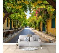 Carta da Parati Panoramica Strade Cittadine Di Atene Grecia 400x280 cm Carta da Parati Murale Non Tessuto Poster Gigante, per Camera da Letto Soggiorno TV Sfondo Parete Murali