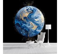 Carta Da Parati Panoramica Terra Di Marmo 200x140cm, Murale in Seta Arte Fluida, Blu Profondo Poster Murale Giganti Decorazione Da Muro per Camera Dei Bambini