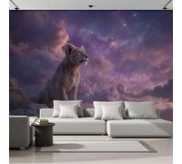 Carta Da Parati Panoramica Universo Che Osserva Il Leone, Murali Panorami Stile Artistico Fantasy per Soggiorno Adulto Camera Ristorante Decorazione Grandi Murali Poster 200x140cm