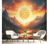 Carta da Parati Panoramica Universo Segni Zodiacali 3D di Seta, 400Lx280A cm, Montagne Fiumi Grandi Murali Arancione Marrone, per Soggiorno, Camera da Letto Studio Camera dei Bambini Decorazione