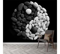 Carta da parati panoramica yin yang simbolo ciottoli, foto murale moderna 350L x 256A cm - Carta da parati decorazione casa arte astratta per soggiorno camera dei bambini ufficio