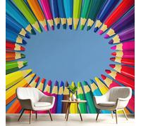 Carta Da Parati Pastelli Colorati 250X175Cm Carta Da Parati In Tessuto Di Seta Stile Cartone Animato Astratto Decorazione Soggiorno Camera De Letto Sala Ufficio Colori Misti