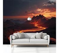 Carta da Parati per Bambini Vulcani Fiumi Natura, Fotomurali Fotografica Murale Moda Decorazione da Muro Poster Giganti da Parete 400x280 cm per Camera da Letto