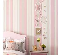 Carta da parati per camera dei bambini, romantico rosa principessa stanza protezione dell'ambiente non tessuto blu striscia carta da parati autoadesiva (colore : rosa, dimensioni: 10 x 53 cm)