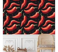 carta da parati per cucina 44 X1000Lcm Peperoncini Rossi carta da parati geometrica Perfetto per cucine e bagni, materiale lavabile, anti-umidità e lunga durata Z261556