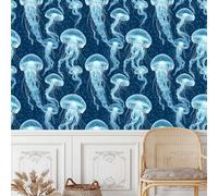 carta da parati per mobili 44 X1000Lcm Bellissime Meduse Nel Blu Profondo Del Mare carta da parati bambini Adesivo murale antimuffa, ottimo per bagni piccoli o cucine soggette a condensa Z260824