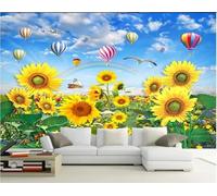 Carta da parati personalizzata 3D Girasole Sorriso Bellissimo fiore Mare Luce solare Sfondo Muro Carta da parati, 3D, 350x245cm