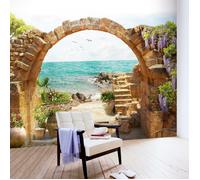 CARTA DA PARATI PERSONALIZZATA ARREDAMENTO CASA DESIGN TROMPE L'OEIL SPIAGGIA