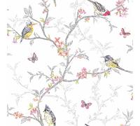 Carta Da Parati Phoebe Uccelli - Pastel Florale Farfalla - Vari Colori