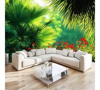 Carta da parati Piante Tropicali Dipinto a Olio Verde Foresta Fotomurali in TNT Murale alla Moda Decorazione da Muro Panoramico Poster Design Carta per pareti 350 x 256 cm Fotomurale Ornamento