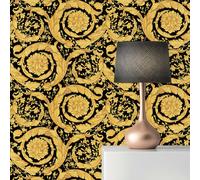 Carta da parati Pile 0.70 x 10.05 m Lusso Glamour Nero Oro