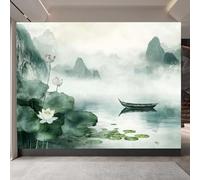 Carta da Parati Pittura A Inchiostro 300 x 256 CM, 3D Nuovo Stile Cinese Fotomurali in TNT Murale, Opaco Poster Gigante Wallpaper per Camera da Letto Soggiorno Parete di Sfondo TV Studio Hotel