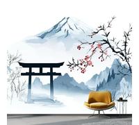 Carta Da Parati Pittura A Inchiostro Monte Fuji Dipinto A Inchiostro Del Monte Fuji 3D Fotomurale - Design Moderno In Tessuto Non Tessuto Per Soggiorno, Camera Da Letto, - Murale 200 X 140 Cm