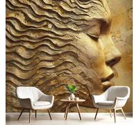 Carta Da Parati Pittura Oro La Signorina Wave In Seta 3D Personaggi Affascinanti Murale Alla Moda Decorazione Da Muro Panoramico Poster Design Per 400X280Cm Fotomurale Ornamento