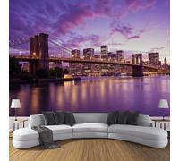 Carta Da Parati Ponte Della Città 150X105Cmviola Tessuto Di Seta Murale Alla Decorazione Da Muro Gigante Design Carta Per Pareti Skyline Manhattan Aspetto Concreto Natura