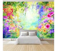Carta da Parati Professionale 200 x 140 cm in TNT, Carta da Parati Resistente allo Sporco per Cucina e Sala da Pranzo, Decorazione Fotomurale Parete Fantasia Fiaba Paese Delle Meraviglie Giardino