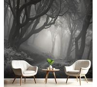 Carta Da Parati Rami Strani 400×280Cm Carta Da Parati In Tessuto Di Seta, Giungla Oscura Adatto Per Soggiorno, Camera Letto, Cucina, Per Ufficio Pareti Decorazione Murale Grigio