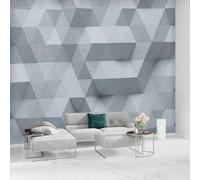 Carta da parati retrò 3D, geometria solida, triangolo, grigio, dipinto, murale, adesivo, camera da letto, stanza creativa